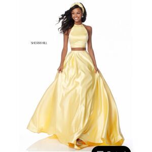 Sherri Hill Style # 51883 Size 2 2 Piece Prom Dress Ball Down Satin Yellow